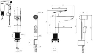 Смеситель для раковины с гигиеническим душем Aquatek Вега AQ1012CR хром